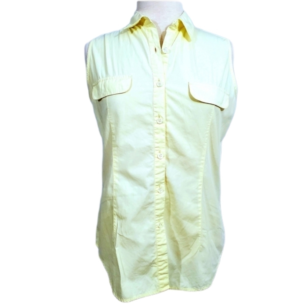 Clementine Pastel Yellow Sleeveless Button Shirt